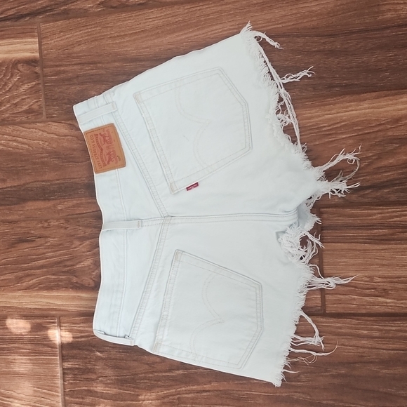 LEVIS 501 Distressed High Waist Denim Shorts Size 26 - Picture 2 of 4